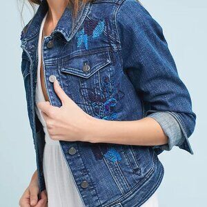 Anthropologie Pilco Sequined Denim Jacket Size Medium